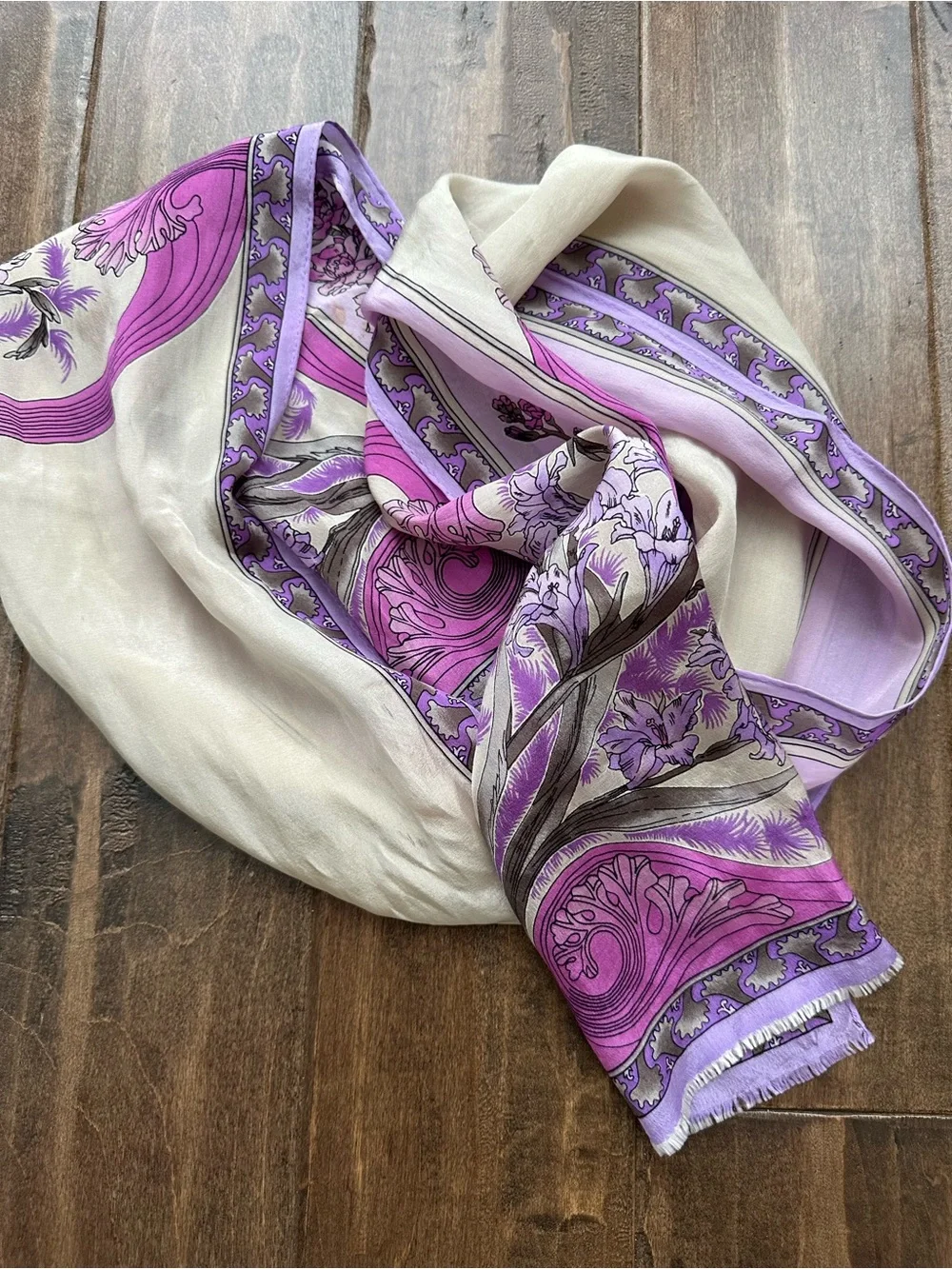 Vintage Oscar de la Renta Silk Floral Paisley Scarf